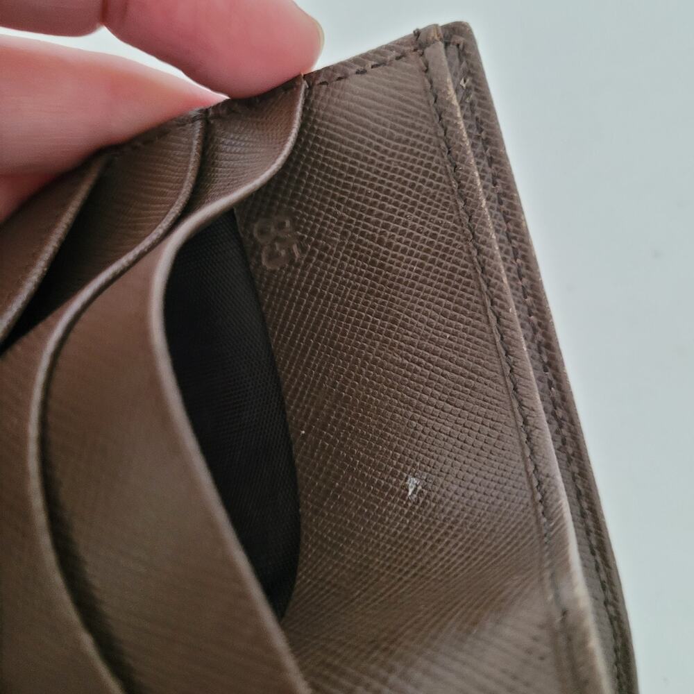 PRADA Tessuto Khaki Green Nylon Leather Logo Plate Wallet Medium Envelope Medium - Picture 7 of 11